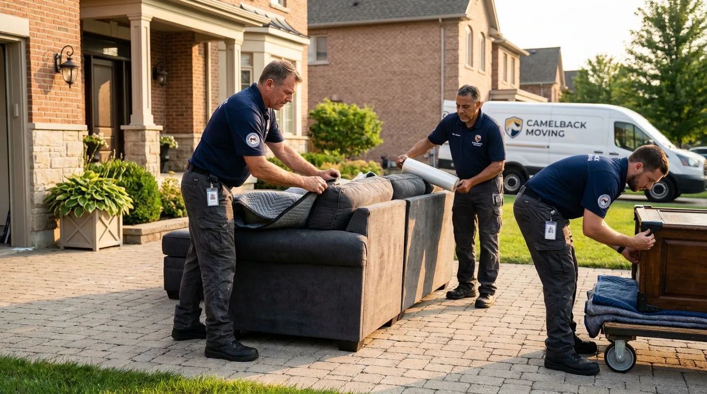 Large estate moving crew wrapping furniture in Corning, CA