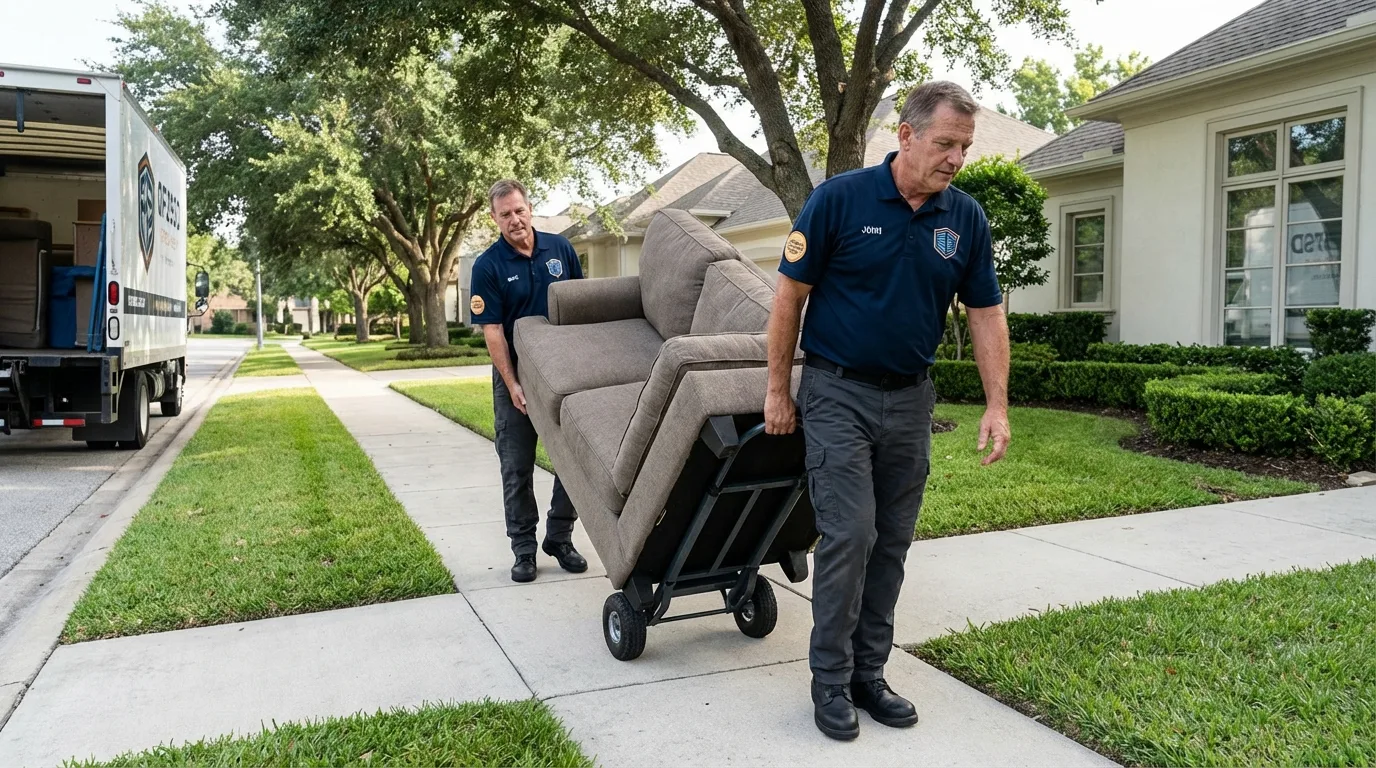 Local residential moving crew loading furniture in Corning, CA